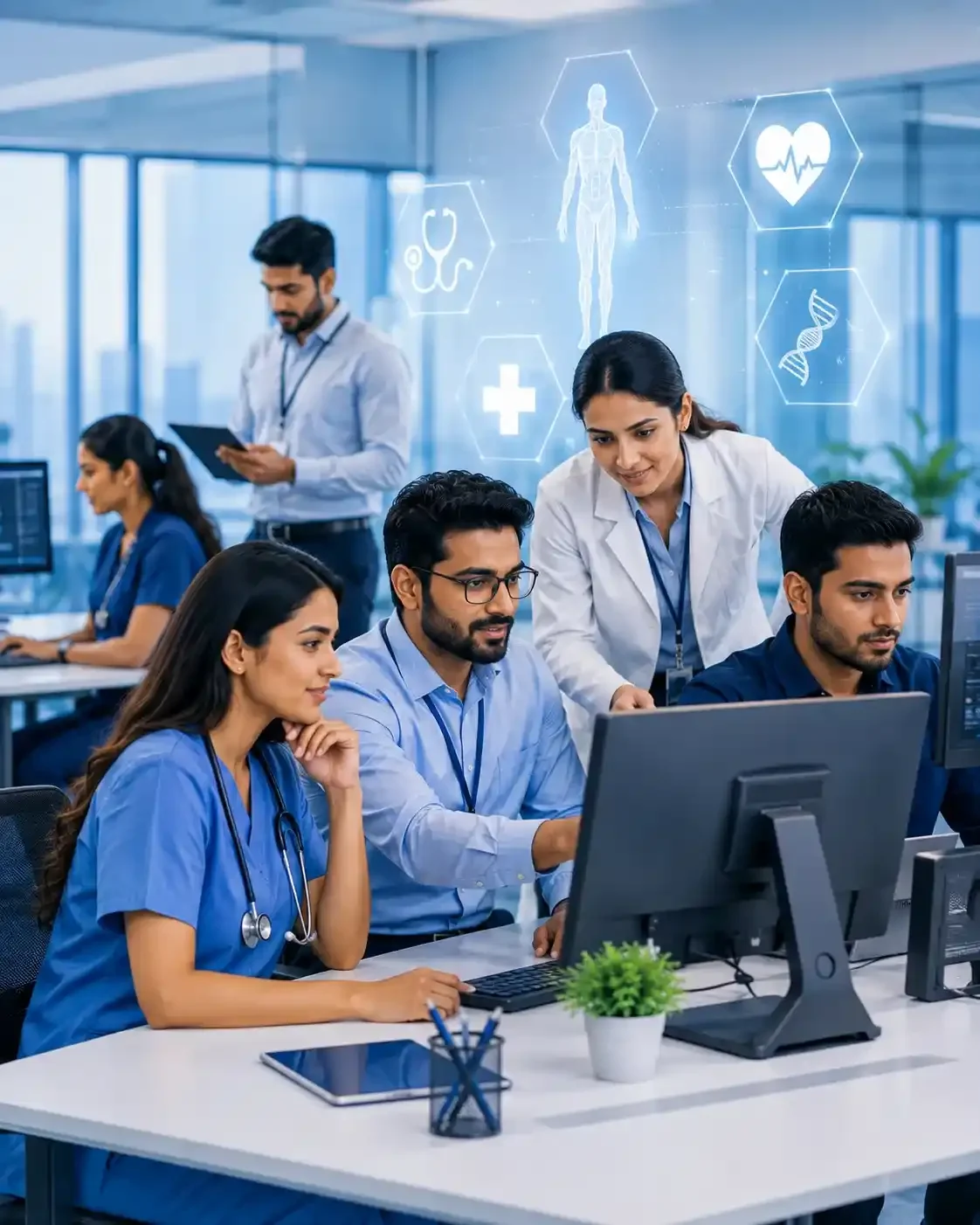 Healthcare IT professionals working with clinical technology systems
